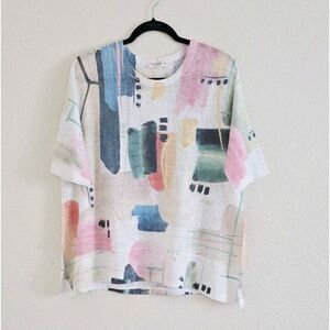 Jess & Jane Abstract Print Dolman Sleeve Top Size M Wearable Art Beach Coastal